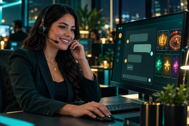 Soporte de Bet On Win: agente con auriculares respondiendo por chat en vivo